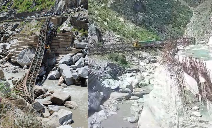 हिमाचल प्रदेश: किन्नौर जिले के उरनी क्षेत्र में हादसा, ताश के पत्तों की तरह अचानक गिर गया लोहे का पुल 