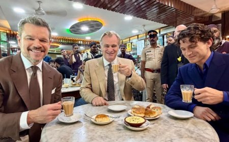 Tom Holland, Christopher Nolan & Matt Damon Drinking Chai: 'द ओडिसी' के प्रीमियर से पहले टॉम हॉलैंड, क्रिस्टोफर नोलन और मैट डैमन ने मुंबई में पी 'कटिंग चाय', तस्वीर वायरल